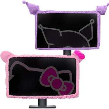 Imagem de Kakurookie 27'' - 34'' Computer Monitor Protective Cover with Cat Ear Design, Cute Monitor Dust Cover with Furry Design, Elastic Dustproof, Suitable for PC, Tablet, TV
