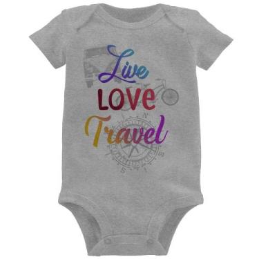 Imagem de Body Bebê Live Love Travel - Foca na Moda, Cinza, P
