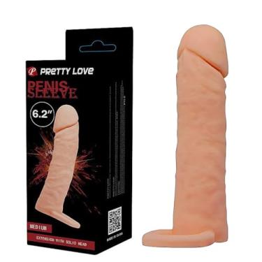 Imagem de Capa Peniana Extensora com Anel para Escroto 16cm x 4cm em Cyberskin Tamanho Penetrável 12cm x 3,2cm