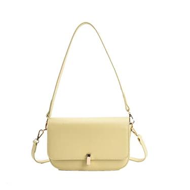 Imagem de Bolsas tiracolo pequenas de couro para mulheres bolsa de ombro no peito moda feminina bolsas e carteiras(Yellow)