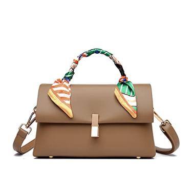 Imagem de Bolsas de mão de luxo bolsas tiracolo para mulheres Saddle Bag de couro transversal ombro bolsa mensageiro para mulheres(Khaki)