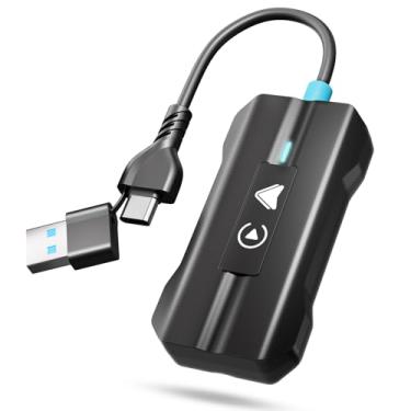 Imagem de Moman Adaptador Carplay sem fio, Dongle Plug and Play 2 em 1 para iPhone e Andriod Auto USB A/C converte com fio de fábrica para sem fio para carros a partir de 2016+ e iOS 10+