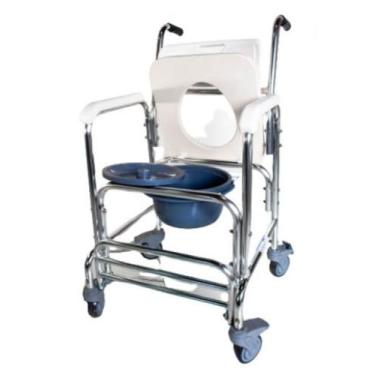 Imagem de Mobil Ultralux Cadeira de Banho em Alumínio com Assento Almofadado e Rodas 4” Castor