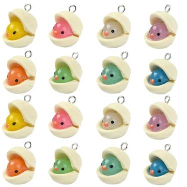 Imagem de LiQunSweet 40 peças, 8 cores, pingentes de pistache com resina de frango, adoráveis pingentes de pássaros de animais de fazenda para joias faça você mesmo, pulseira, colar, brinco, bolsa, chaveiro,