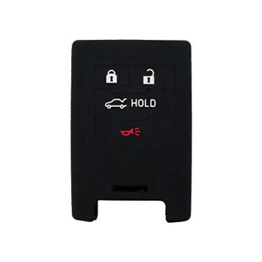 Imagem de SEGADEN Capa protetora de silicone com capa protetora compatível com CADILLAC CHEVROLET 4 botões Smart Remote Key Fob CV4773 Preto