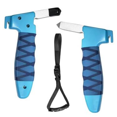 Imagem de Gatnetly Pacote com 2 manoplas de suporte de veículo portátil de bengala, assistência de carro para idosos, deficientes e idosos, azul, alumínio e plástico, 17,5 cm x 12 cm