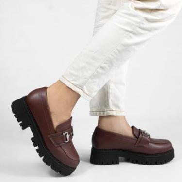 Imagem de Mocassim Tratorado Sola Alta Amelia Marrom Marrom 39-Feminino