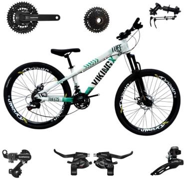 Imagem de Bicicleta 26 VikingX T25 24v Cubo Catraca K7 e Freeride Shimanos Pneu Aro 26 Balão Preto-Unissex