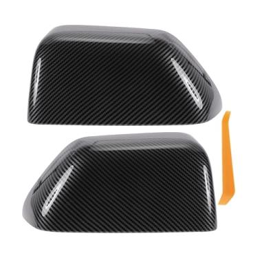 Imagem de REPAIROCK Tampa do espelho de reboque de metade superior de fibra de carbono preta para Ford F250 F350 F450 F550 Super Duty 2017-2020 HC3Z17D742CA/HC3Z17D743CA