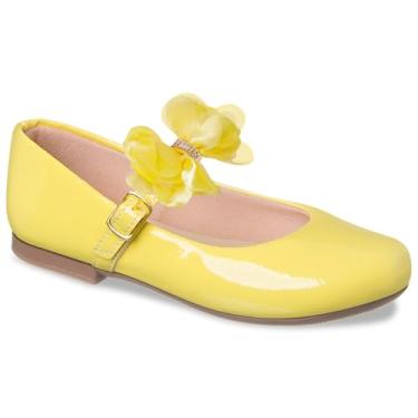 Imagem de Sapatilha Infantil Verniz Vermelho, Laço Decorativo com Strass, Sola que não Escorrega (Amarelo, BR, Criança de 9 a 12 anos, Numérico, 33)