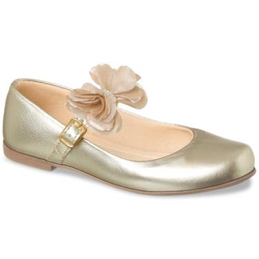 Imagem de Sapatilha Infantil Verniz Vermelho, Laço Decorativo com Strass, Sola que não Escorrega (Dourado, BR, Criança de 4 a 8 anos, Numérico, 23)