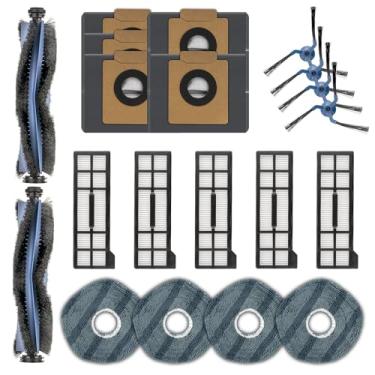 Imagem de (Pacote com 20) Peças de reposição X10 Pro Omni compatíveis com aspirador robótico Eufy X10 Pro Omni, 2 escovas de rolo, 4 escovas laterais, 5 sacos de poeira, 5 filtros HEPA, 4 almofadas de esfregão