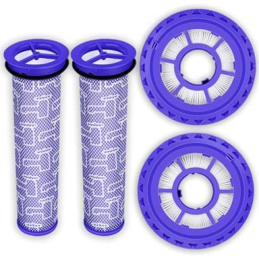 Imagem de Pacote com 2 filtros de poste e 2 pacotes de pré-filtros de substituição para Dyson DC41 DC65 DC66 UP13 UP20 UP30 Animal, multi piso e bola bola de vácuo animal 2 bola animal 3, compare com as peças
