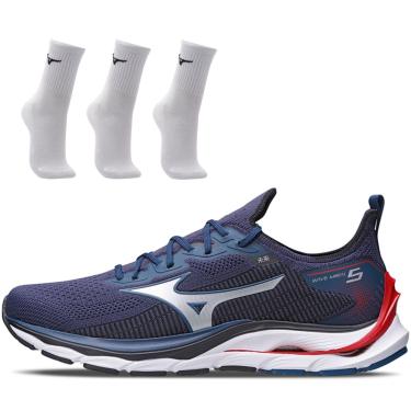 Imagem de Kit 1 Tênis de Corrida Masculino Mizuno Wave Mirai 5 e 3 Pares de Meia Cano Médio  masculino