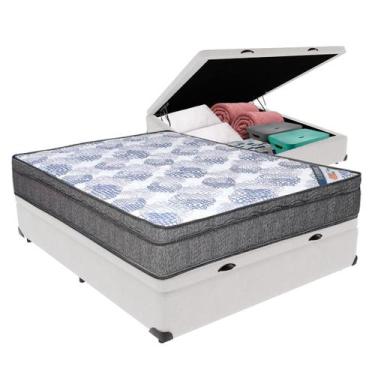 Imagem de Cama Box Baú Viúvo Branco + Colchão ISO Superpocket Molas Superpocket 