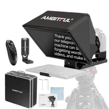 Imagem de Ambitful Teleprompter T14Pro de 35.6 cm para câmera, iPad tablet Android, smartphone, controle de aplicativo/sem montagem, compatível com iOS Android, para tecnologia online/entrevista/vlogger
