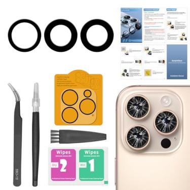 Imagem de Pacote com 2 lentes traseiras para câmera traseira para iPhone 16 Pro/iPhone 16 Pro Max com adesivo pré-instalado, inclui conjunto de ferramentas de reparo + manual de instalação + protetor de lente