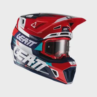 Imagem de Capacete leatt moto 7.5 com oculos azul roya vermelho tam 58