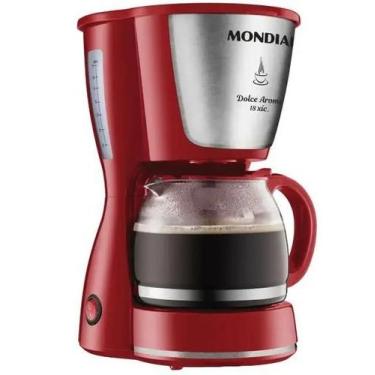 Imagem de Cafeteira Eletrica 550W Mondial Faz 18 Xicaras Ellegance Red Inox 127V