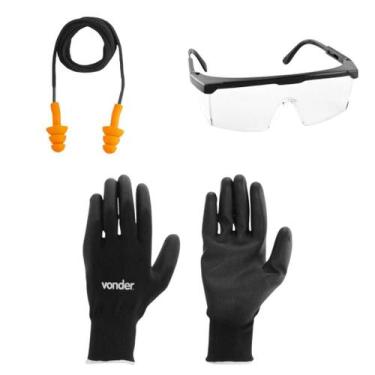 Imagem de Kit EPI Eletricista  Plug Silicone, Óculos de Segurança Foxter, Luva M