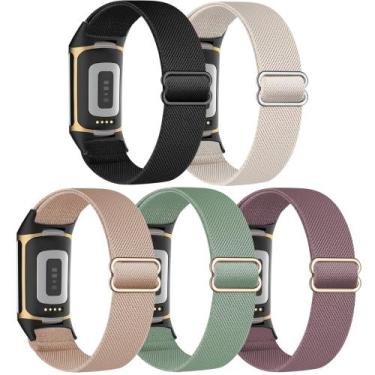 Imagem de Pulseiras de relógio Folavii Stretchy Nylon para Fitbit Charge 6/5