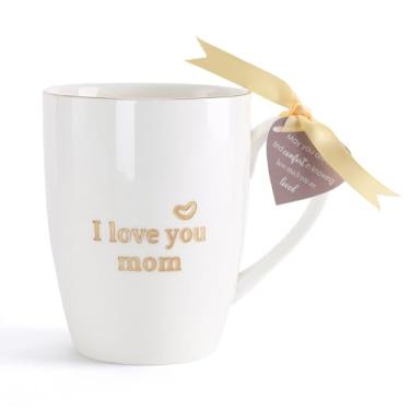Imagem de HOME SMILE Presentes de dia das mães para mãe caneca de café com alça - I Love You Mom Gifts from Daughter Son Birthday Christmas Valentine, xícara de chá gravada novidade xícara de café para trabalho