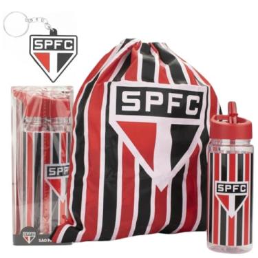 Imagem de Garrafa Time São Paulo 450ml + Mochila Saco Academia Esporte + Chaveiro São Paulo Emborrachado Kit Oficial SPFC Presente
