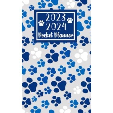 Imagem de 2023 2024 pocket planner For Purse Dog Paws Lovers: 2 year Pocket Calendar January 2023 to December 2024 | 24 Months Monthly Planner & Organizer For ... with Federal Holidays | Cute Dog Paws Pattern