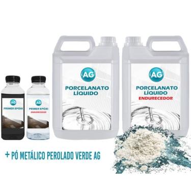 Imagem de Kit Porcelanato Líquido Metálico Perolado Verde AG por M² - Resinas ag