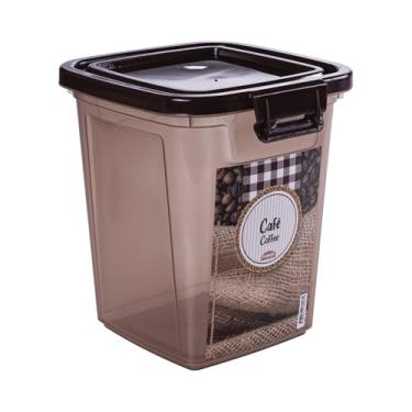 Imagem de Pote Quadrado Café Plasútil Marrom 1.8 L