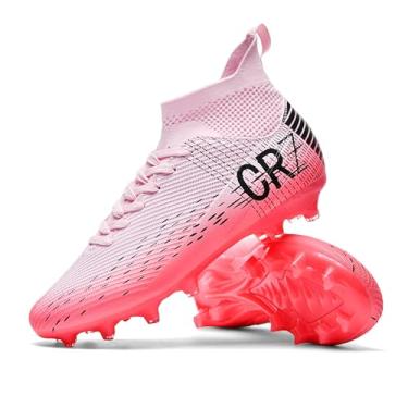 Imagem de Chuteiras de futebol para homens e mulheres, sapatos de futebol de grama interna, jovens AG TF Training Chuteiras de futebol unissex, Rosa 111 Ag, 13 Women/11 Men