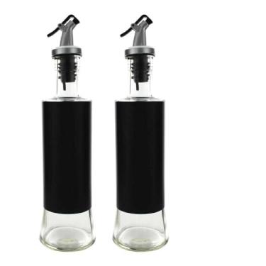 Imagem de Kit com 2 Galheteiros Pulverizadores de Vidro e Inox Preto - Dispenser para Azeite e Vinagre, Bico Dosador Prático, Evita Desperdício e Durabilidade (500 ML)