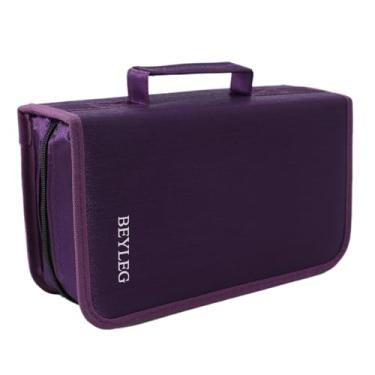 Imagem de BEYLEG Suportes Para Dvd, Estojos De Armazenamento Com Capacidade 128 Cds E Vcds, Carteira Blu-Rays, Organizador Mídia (Roxo)