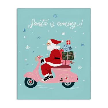Imagem de Stupell Industries Design de arte de parede em tela de scooter de Papai Noel em ciclomotor por Be Ni La, 61 x 76