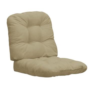 Imagem de Easy-Going Pacote com 2 almofadas de vime para cadeira de vime resistentes à água de 48 x 48 cm, almofadas reversíveis com tufos para assento, móveis de interior, cáqui