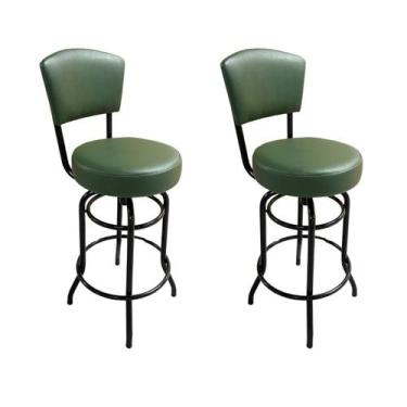 Imagem de Kit 2 Banquetas Alta Bar Giratória com Encosto cor Preta Assento gross