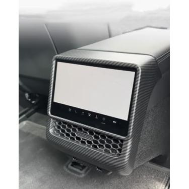 Imagem de YOKOOHITECH Capa de ventilação AC padrão de fibra de carbono, Highland Model y Tampa de saída de ar do console central traseiro compatível com Tesla Model Y Highland e Model 3 Highland (fibra de