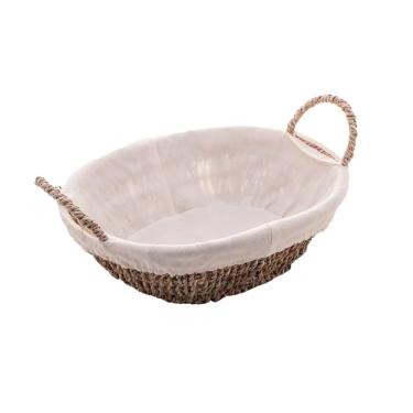 Imagem de Cesto Organizador Oval Em Sisal Com Forro Em Tecido 31,5x12,5cm Wolff