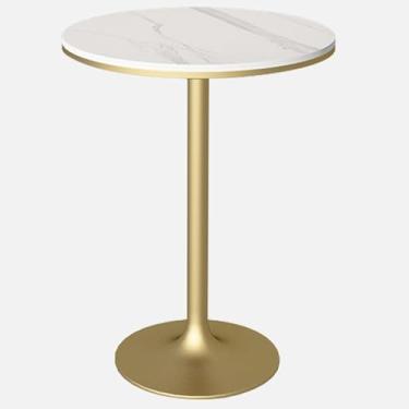 Imagem de Mesa De Bar Redonda Mesa De Café Da Manhã 55cm / 21.6in Tampo De Mesa De Mármore Com Base De Metal Console Café/Sala De Estar/Restaurante/Taverna (ouro/Preto) (30/37, Golden, 75cm/30in
