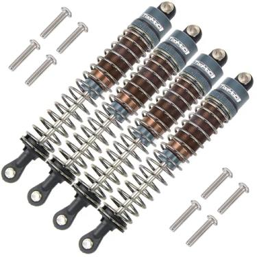 Imagem de TOOMOD Kit de amortecedores com óleo RC 1/10 90 mm para Tamiya Bullhead SuperClod Buster TRX4 Axial SCX10 D90 Crawler Car Truck Car Upgrades Peças de substituição (cinza)