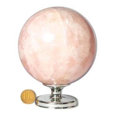 Imagem de 01 Esfera Quartzo Rosa Natural 1,4 a 1,6Kg 9 a 11cm Classe C - Cristai