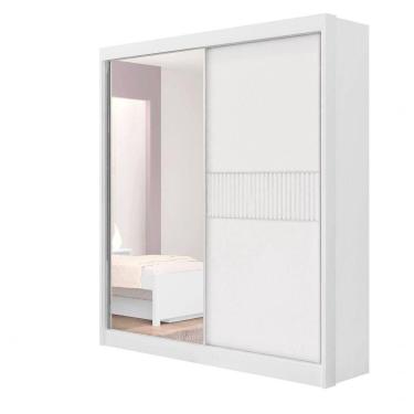 Imagem de Guarda Roupa Casal Athenas 2 Portas Ripado 3 Gavetas Com Espelho Com Pés - D` Doro Bran...
