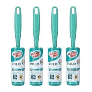 Imagem de Kit 4 Mini Rolo Adesivo 30 Folhas Flash Limp Adesivo Tira Pelos Sujeir
