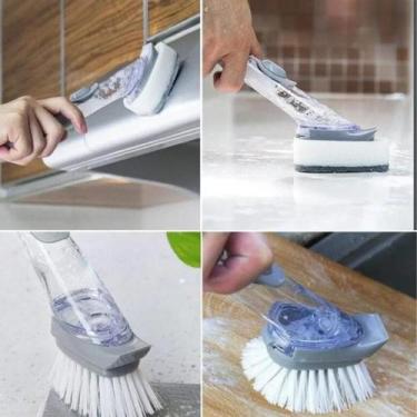 Imagem de Escova Bucha Esponja Para Lavar Louça Com Reservatório De Detergente -