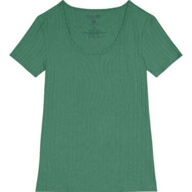 Imagem de Blusa Feminina Viscose Stretch Canelada Malwee Ref. 50615, Verde 2093,