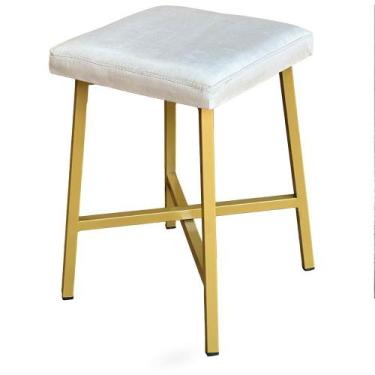 Imagem de Puff Banco Iron Com Base De Ferro Gold Decorativo Para Sala - Anifer, 