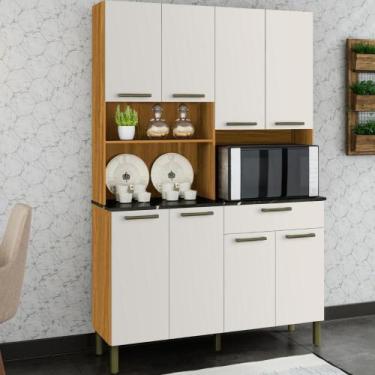 Imagem de Kit Armário Cozinha Compacta Tannat 8 Portas e 1 Gaveta - Faura, Amend