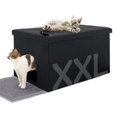 Imagem de Caixa de areia para gatos MEEXPAWS para móveis escondidos, armário de armazenamento para banheiro para gatos | Grande espaço | À prova de água | Interior à prova d'água/fácil de limpar | Montagem fácil | Controle de odor | Tapete para areia para gatos