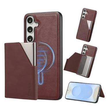 Imagem de JIAONASHIJIA Compatível com capa para Samsung Galaxy A55 - carteira magnética de couro - bloqueio de RFID - suporte 2 em 1 removível para cartão de crédito - capa à prova de choque - compartimentos