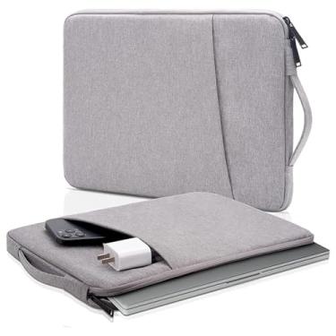 Imagem de MONWO Capa Case para Notebook Aveludada com Alça e Bolso Externo com Zíper, À Prova d'água, À Prova de Choque (Cinza, 13-13,3Pol)